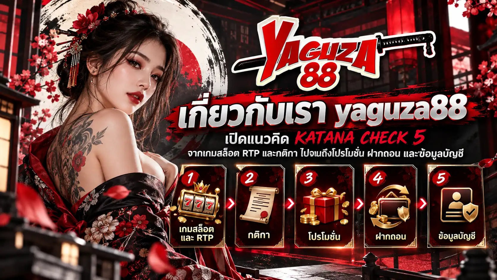 เกี่ยวกับเรา yaguza88 เปิดแนวคิด KATANA CHECK 5 จากเกมสล็อต RTP และกติกา ไปจนถึงโปรโมชั่น ฝากถอน และข้อมูลบัญชี